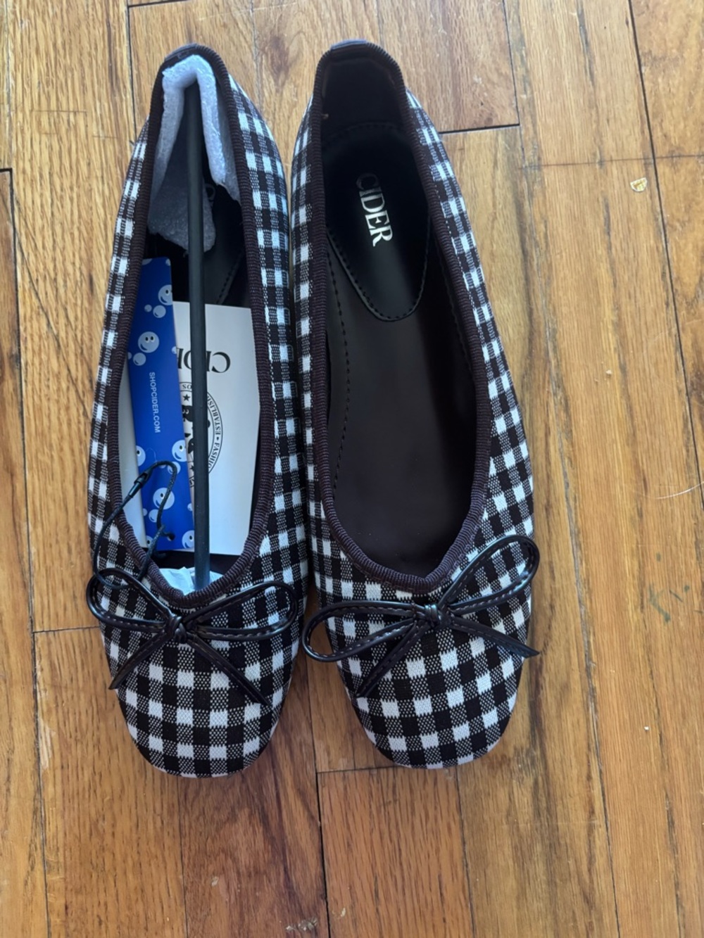Cider brown houndstooth flats NWT 39